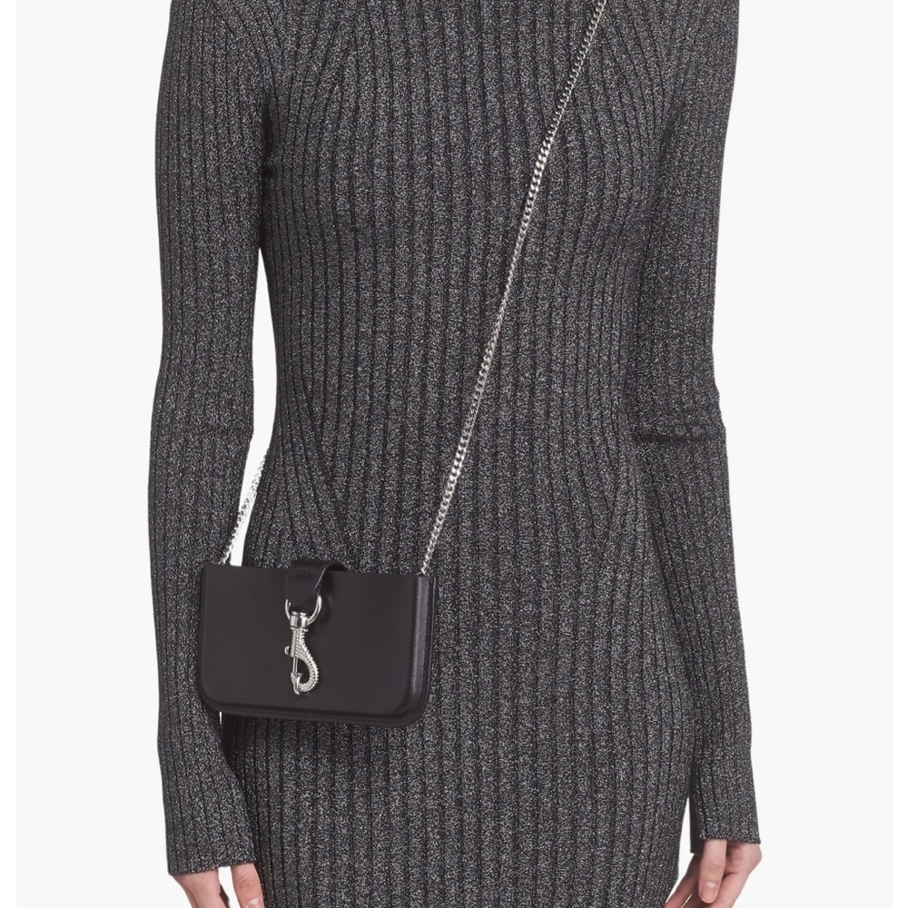 Rebecca Minkoff Black Clutch with Silver Chain